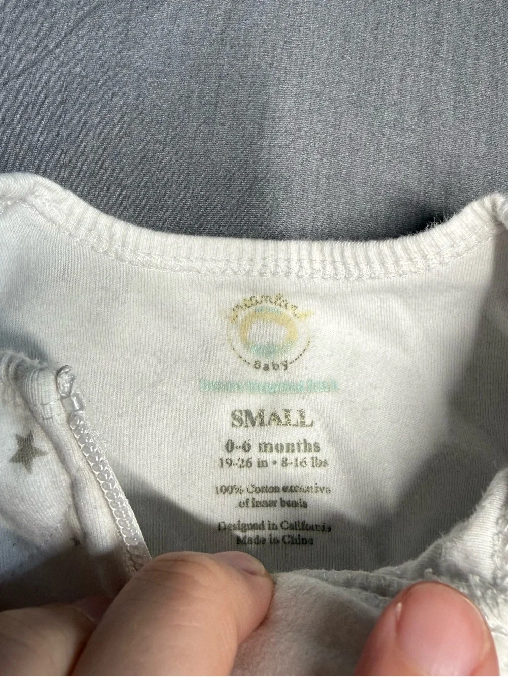 Dreamland baby weighted Sleep Sack in White with Gray Star Accents
